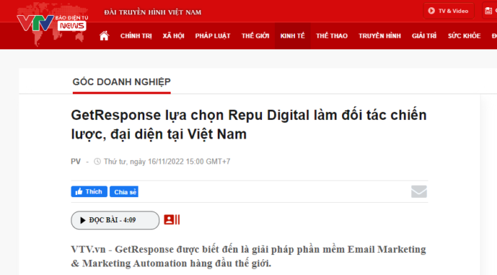GetResponse lựa chọn Repu Digital làm đối tác chiến lược, đại diện tại Việt Nam